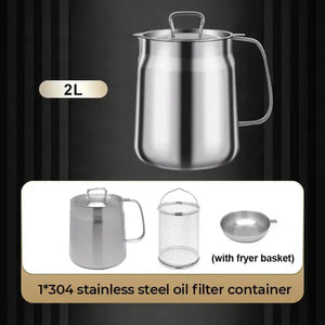 Multi-Function Large Capacity Stainless Steel Oil Filter Container